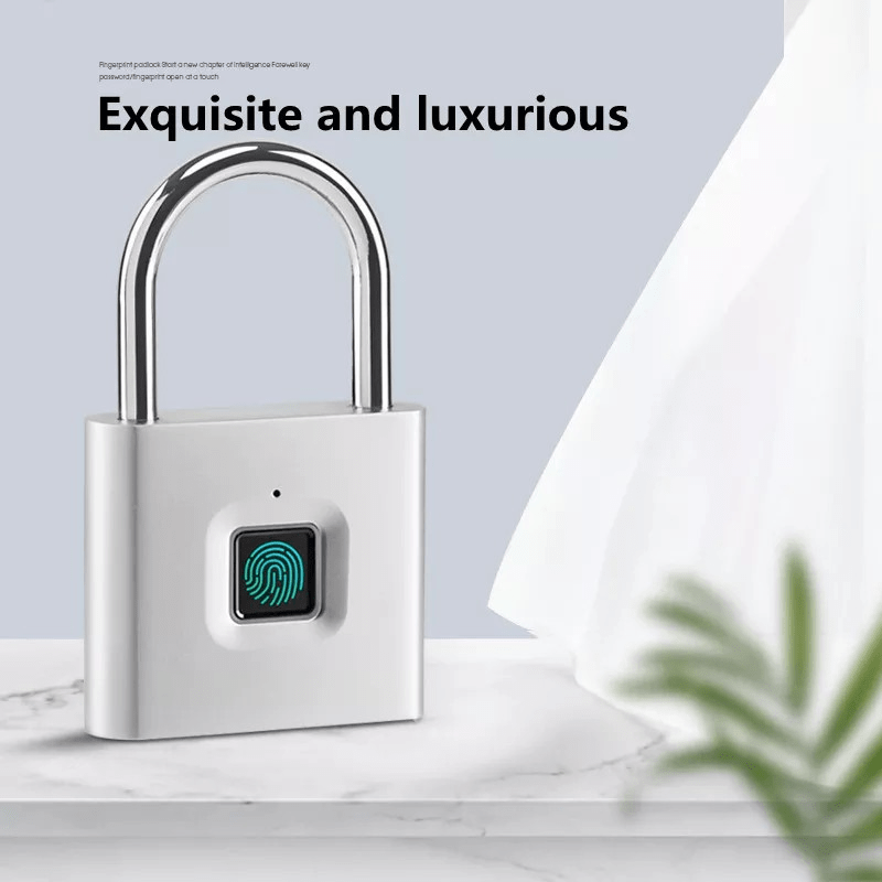 Mini Smart Fingerprint Padlock IP56 Splash Protection Security Antitheft Keyless Battery Powered USB Rechargeable Suitcase Luggage Backbag Door Lock