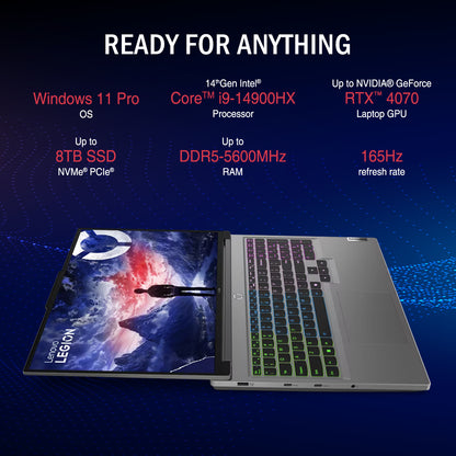 Lenovo Newest Legion 16" QHD i9 RTX 4070 Gaming Laptop, 16" QHD (2560 x 1600) 165 Hz, Intel i9-14900HX, NVIDIA GeForce RTX 4070 (Boost Clock 2175MHz, TGP 140W), 64GB RAM, 2TB SSD, Windows 11 Pro