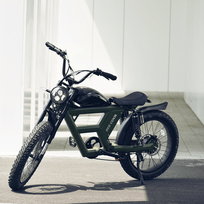 BeeCool Full Black Bee Challenger Long Range Full Suspension Electric Bike, 750W Motorcycle eBike, 100MI Range, 48V 30Ah Battery 24"x4" Fat Tire, 400LBS Payload, 20MPH, 7 Speed, Hydraulic Brakes