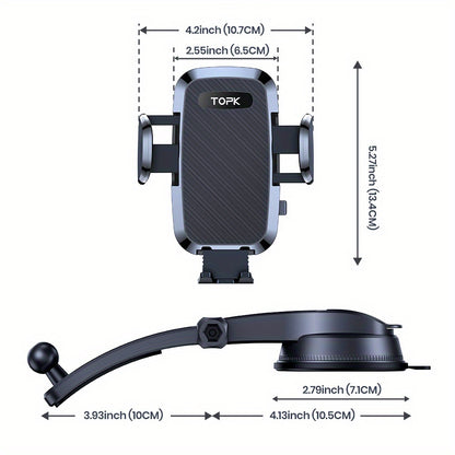 [Upgraded Phone Holder] Upgraded Handsfree Car Phone Holder Mount | Phone Holder for Car Dashboard | Compatible with iPhone Android