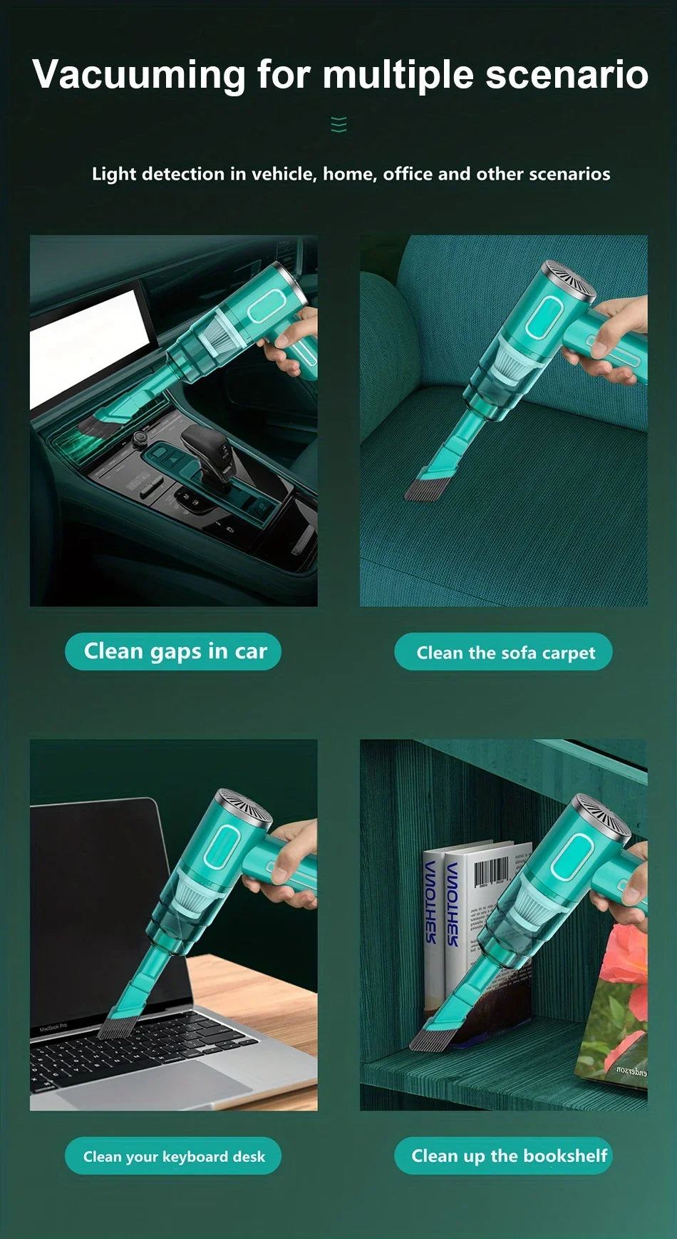 Aspirador de carro portátil sem fio, sem fio, portátil, automático, uso duplo, mini, eletrodoméstico