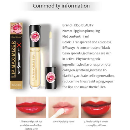 Liquid Lip Plumper Plumping Lip Gloss,Clear Lip Oil Waterproof Moisturize Long Lasting Nutritious Lip Plumper Makeup Skin Care