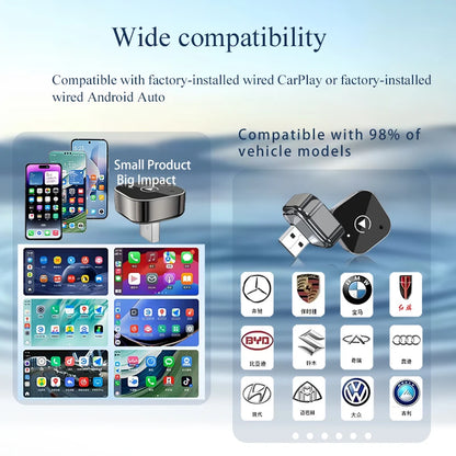 2in1 Wireless CarPlay Adapter Android Auto Wired to Wireless Automatic Connection AI Smart Box for All Cars With Wired CarPlay