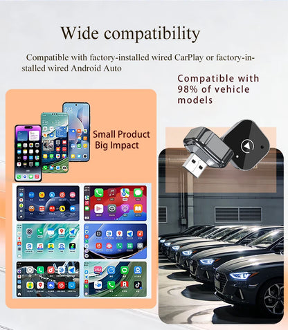 2in1 Wireless CarPlay Adapter Android Auto Wired to Wireless Automatic Connection AI Smart Box for All Cars With Wired CarPlay