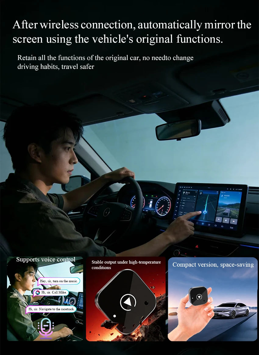 2in1 Wireless CarPlay Adapter Android Auto Wired to Wireless Automatic Connection AI Smart Box for All Cars With Wired CarPlay