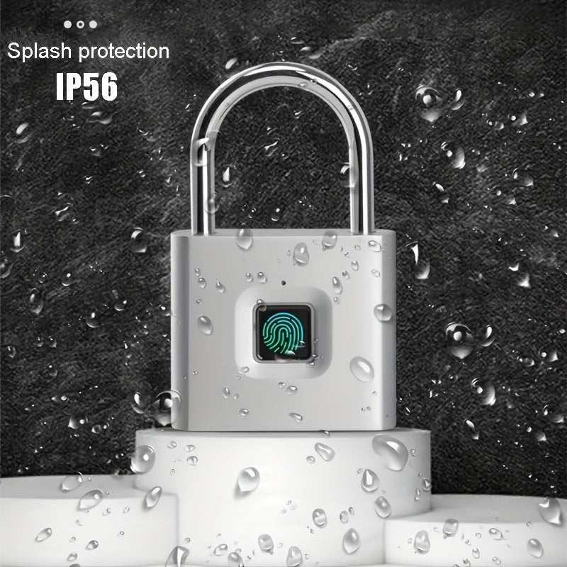 Mini Smart Fingerprint Padlock IP56 Splash Protection Security Antitheft Keyless Battery Powered USB Rechargeable Suitcase Luggage Backbag Door Lock