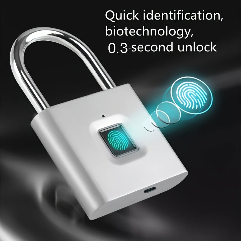 Mini Smart Fingerprint Padlock IP56 Splash Protection Security Antitheft Keyless Battery Powered USB Rechargeable Suitcase Luggage Backbag Door Lock