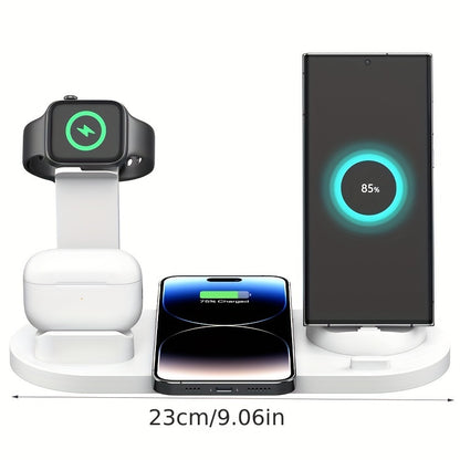 3-in-1 Wireless Charger Station Stand Dock - Foldable Travel Charger for iPhone 15/14/13/12/11, Apple Watch Series 9 to 2/Ultra, Airpods Pro - Compatible with Multiple Devices, Space-Saving Design for Home and Travel
