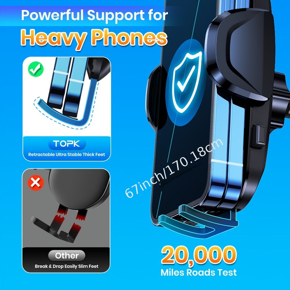 TOPK Car Phone Holder Mount, Car Mount with Hook Clip for Car Air Vent 360° Rotation Phone Mount Compatible with Iphone Android Cell Phone